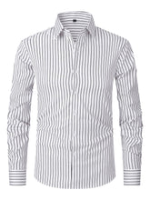Men's Striped All-matching Ice Silk Long Sleeve Shirt